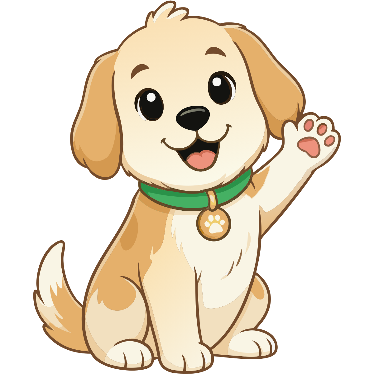 Pawky the puppy waving hello